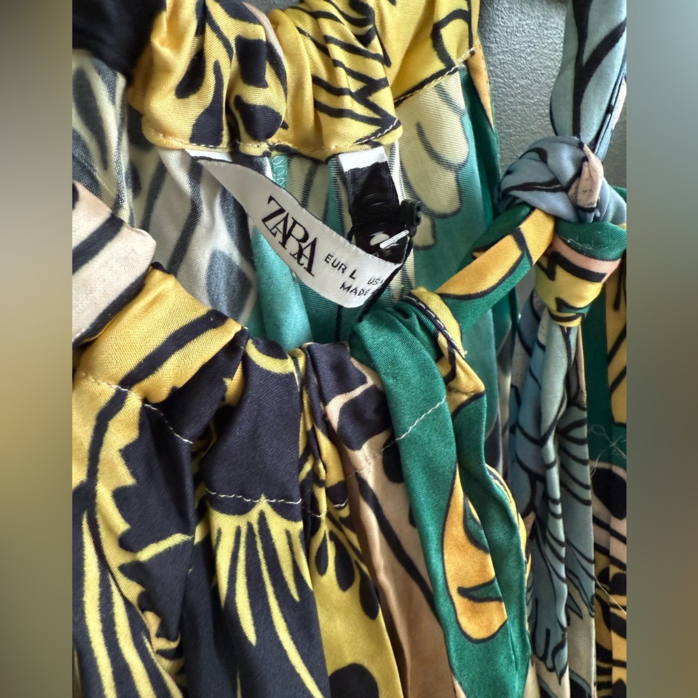 ZARA NWT Multicolor Halter Maxi Dress • L - Picture 8 of 11